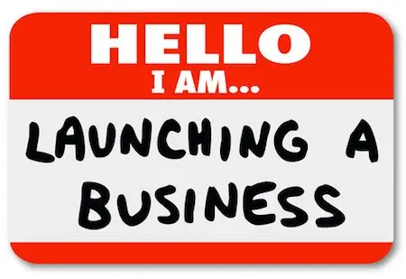Launching a Business Name Tag Sticker New Company Start